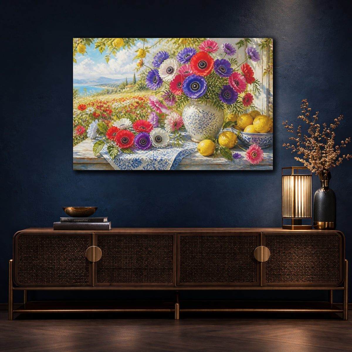 Mockup 4. Floral Anemone Bouquet shown as canvas print