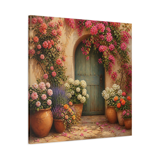 Main Mockup. Floral Arched Doorway shown as canvas print