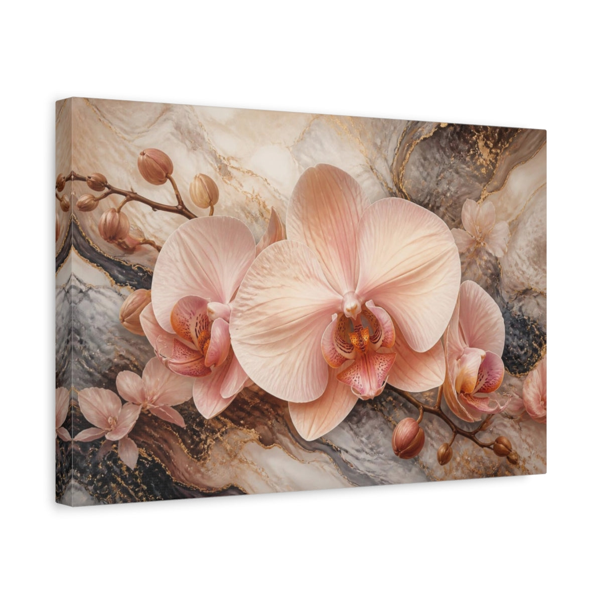 Side Mockup 4. Floral Blush Orchid shown as canvas print