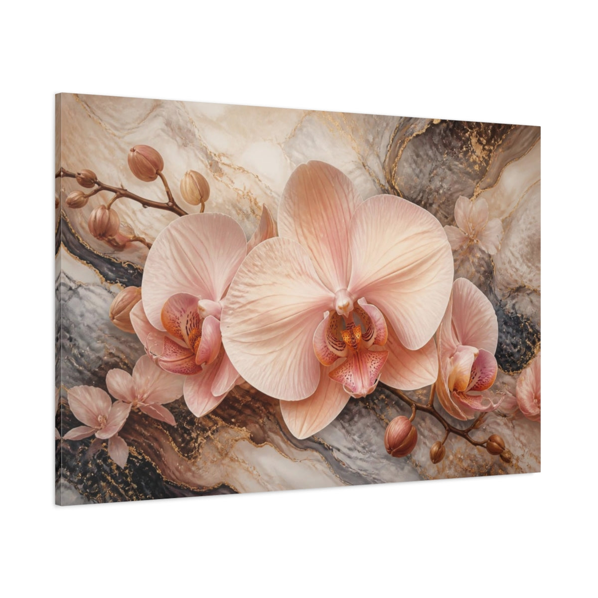 Side Mockup 1. Floral Blush Orchid shown as canvas print