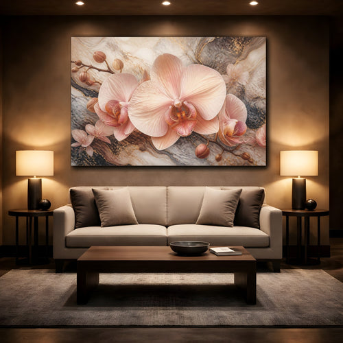 Mockup 2. Floral Blush Orchid shown as canvas print