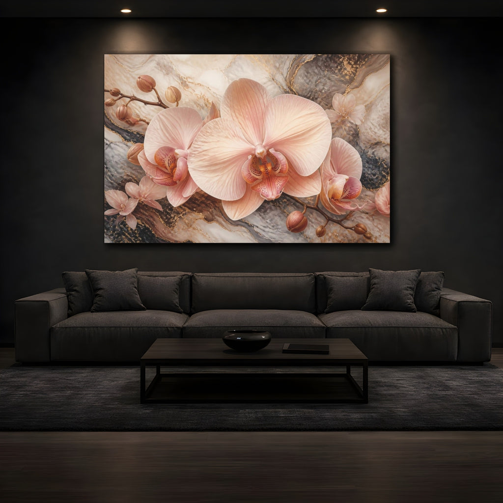 Mockup 3. Floral Blush Orchid shown as canvas print