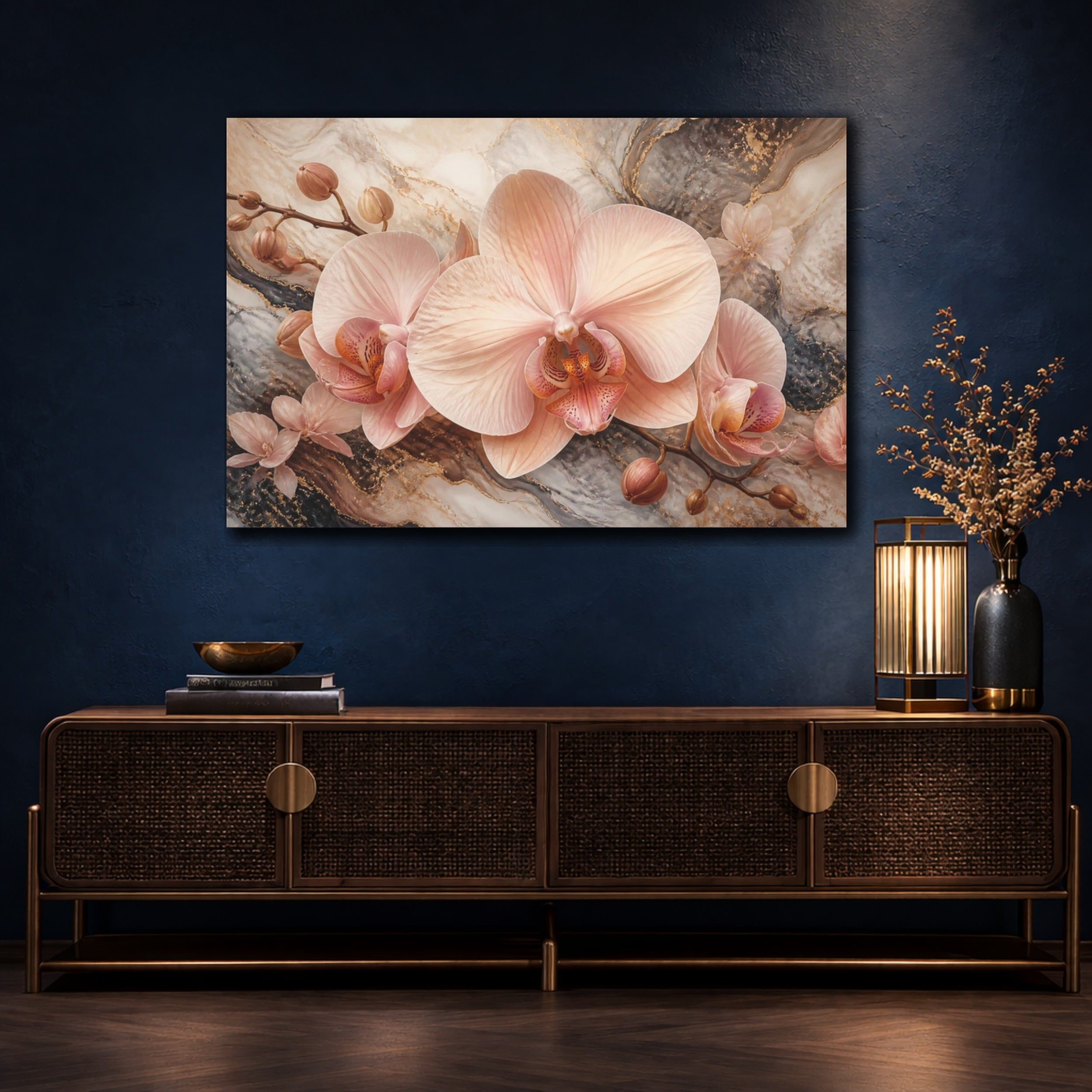 Mockup 4. Floral Blush Orchid shown as canvas print