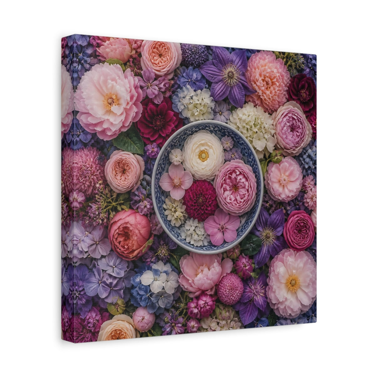 Side Mockup 8. Floral Ceramic Bowl Arrangement shown as canvas print