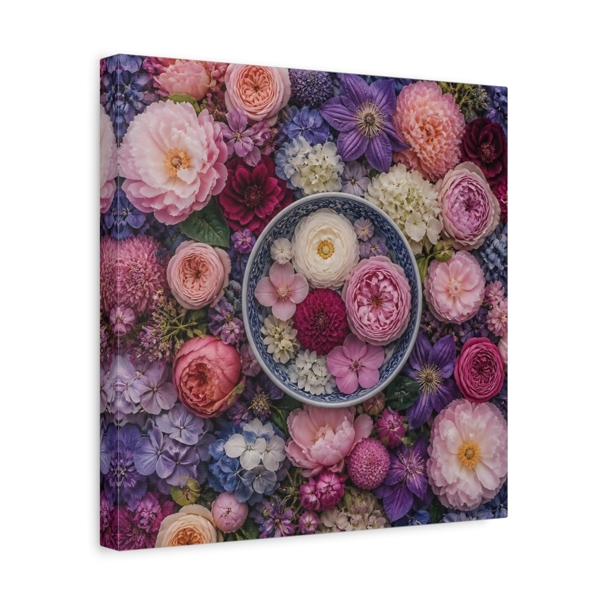 Side Mockup 7. Floral Ceramic Bowl Arrangement shown as canvas print