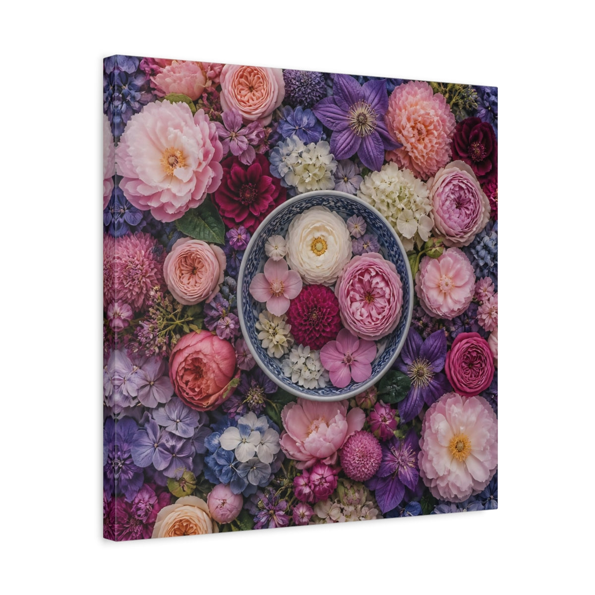 Side Mockup 5. Floral Ceramic Bowl Arrangement shown as canvas print