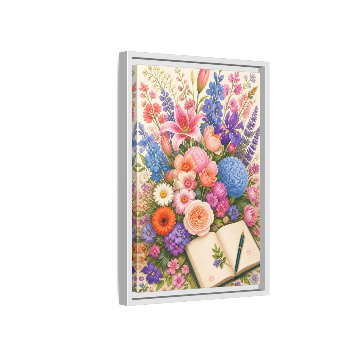 Side Mockup 4. Floral Garden Bouquet shown as framed canvas print