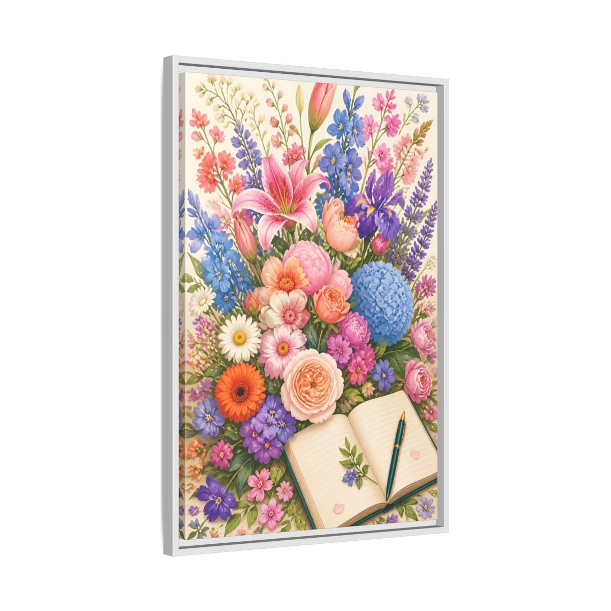 Side Mockup 10. Floral Garden Bouquet shown as framed canvas print