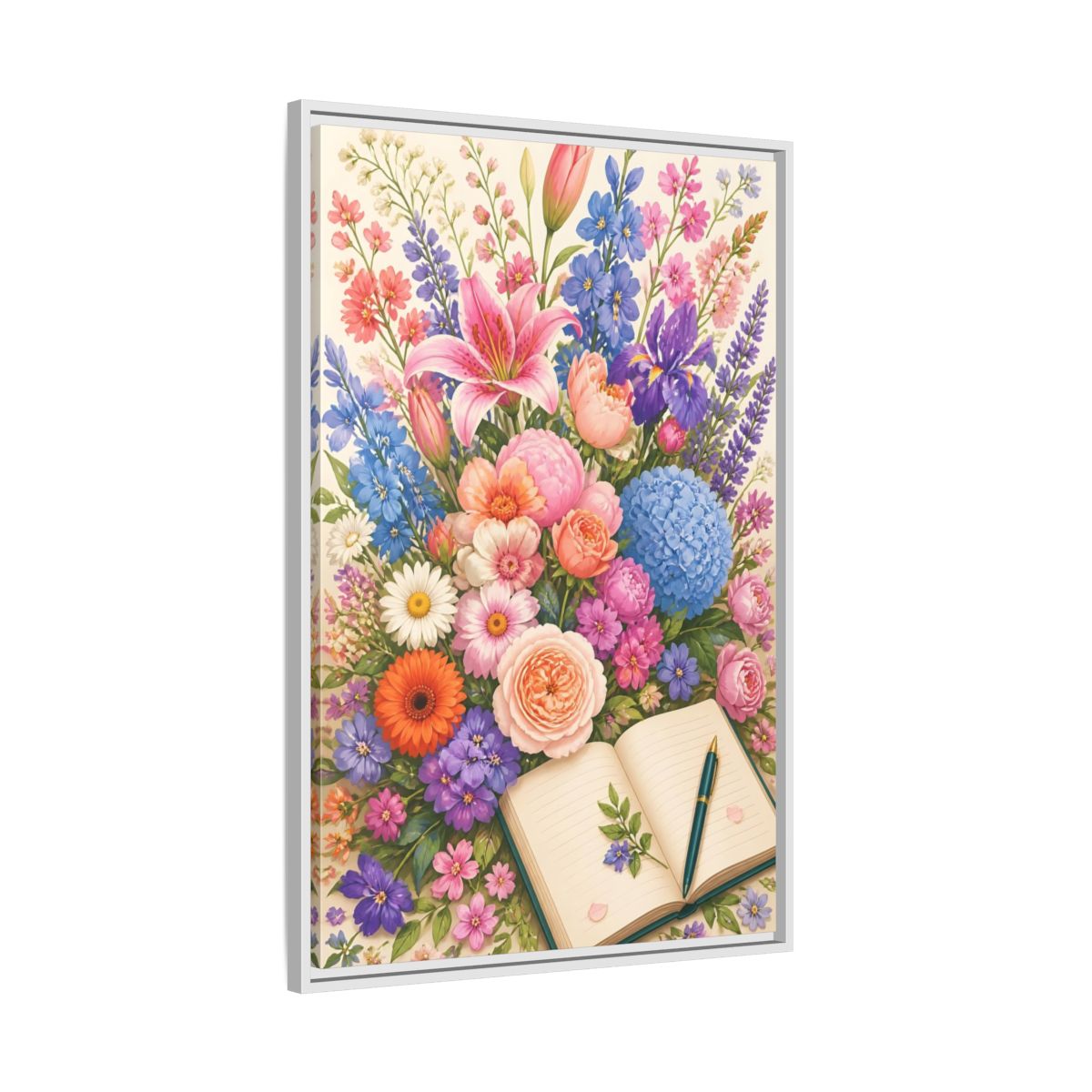 Side Mockup 9. Floral Garden Bouquet shown as framed canvas print