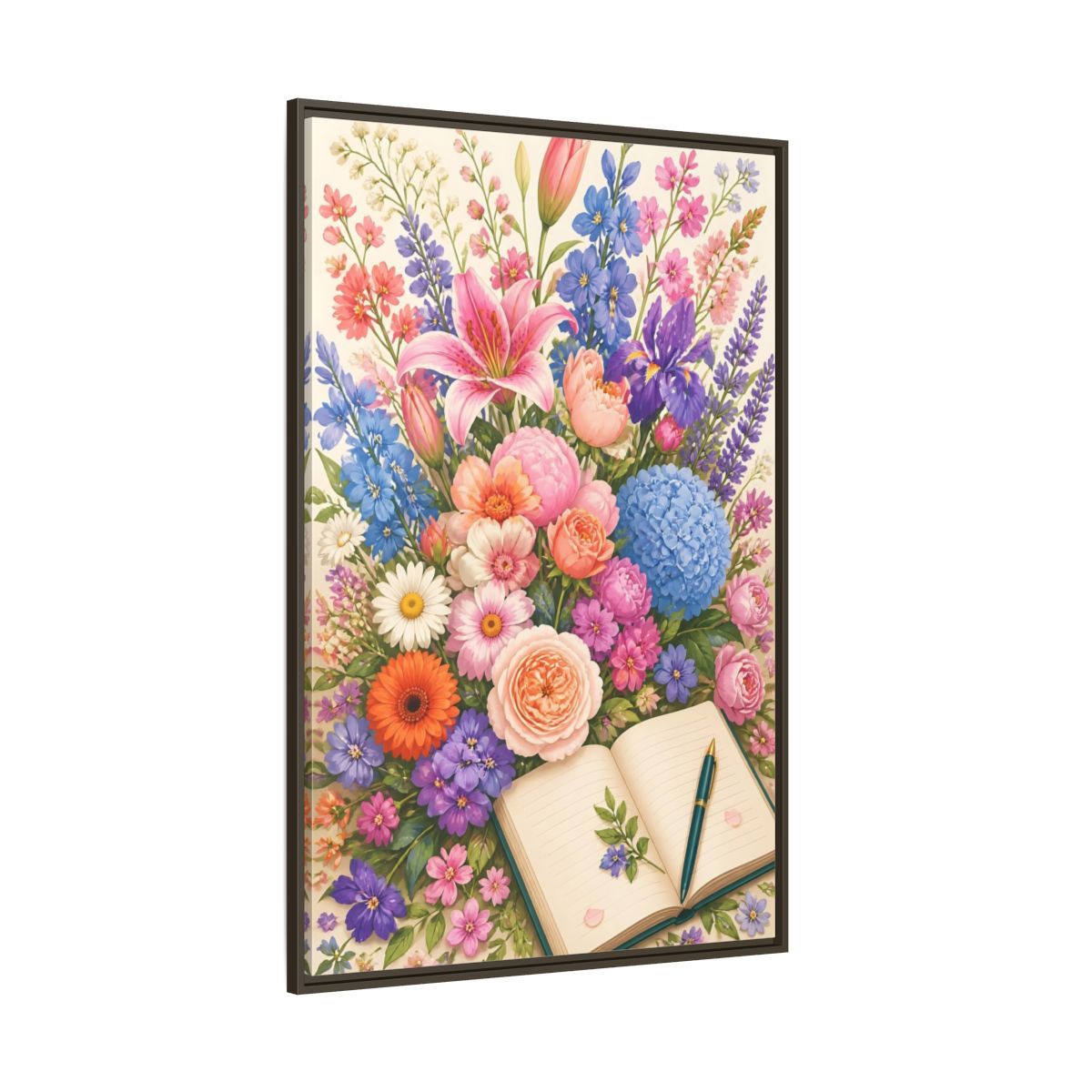 Side Mockup 8. Floral Garden Bouquet shown as framed canvas print