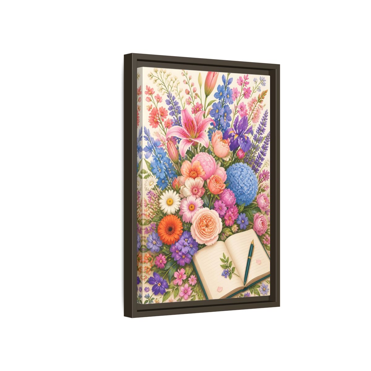 Side Mockup 5. Floral Garden Bouquet shown as framed canvas print