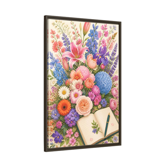 Main Mockup. Floral Garden Bouquet shown as framed canvas print