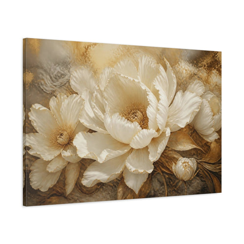 Main Mockup. Floral Ivory Peony Bloom shown as canvas print