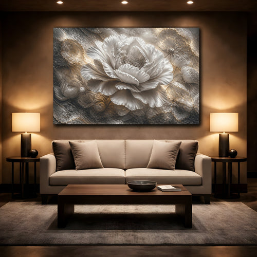 Mockup 2. Floral Peony Sculpture shown as canvas print
