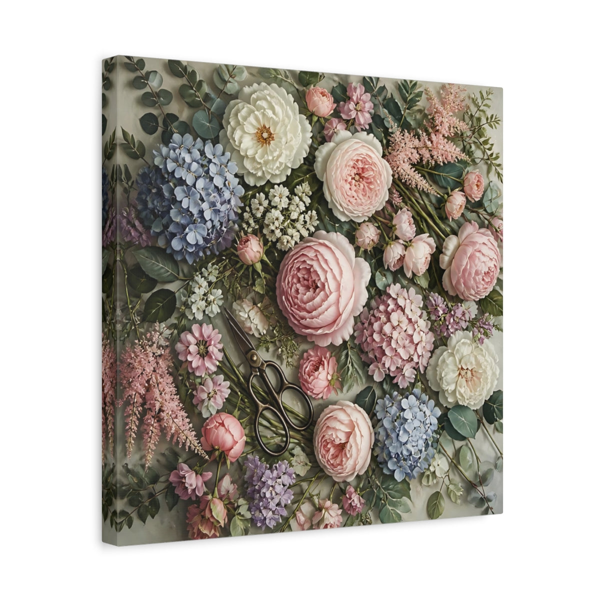 Side Mockup 6. Floral Pink Peonies shown as canvas print
