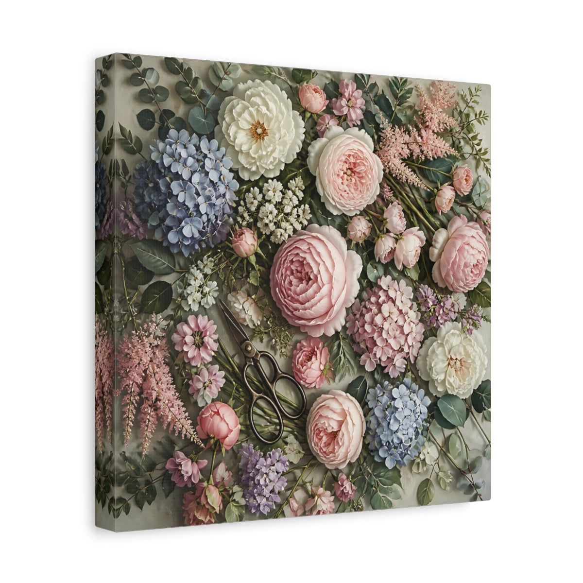 Side Mockup 8. Floral Pink Peonies shown as canvas print