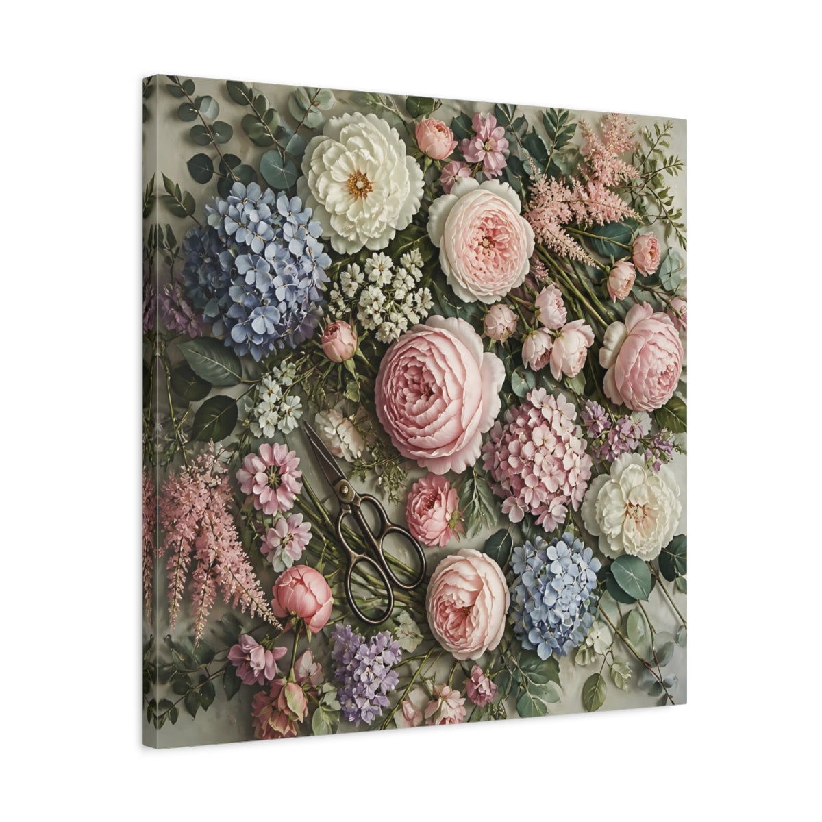 Side Mockup 4. Floral Pink Peonies shown as canvas print