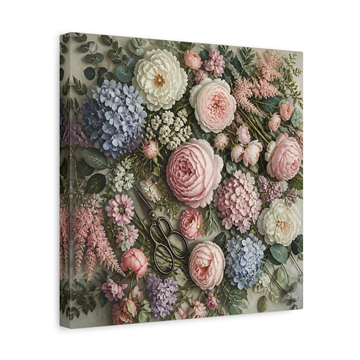 Side Mockup 7. Floral Pink Peonies shown as canvas print