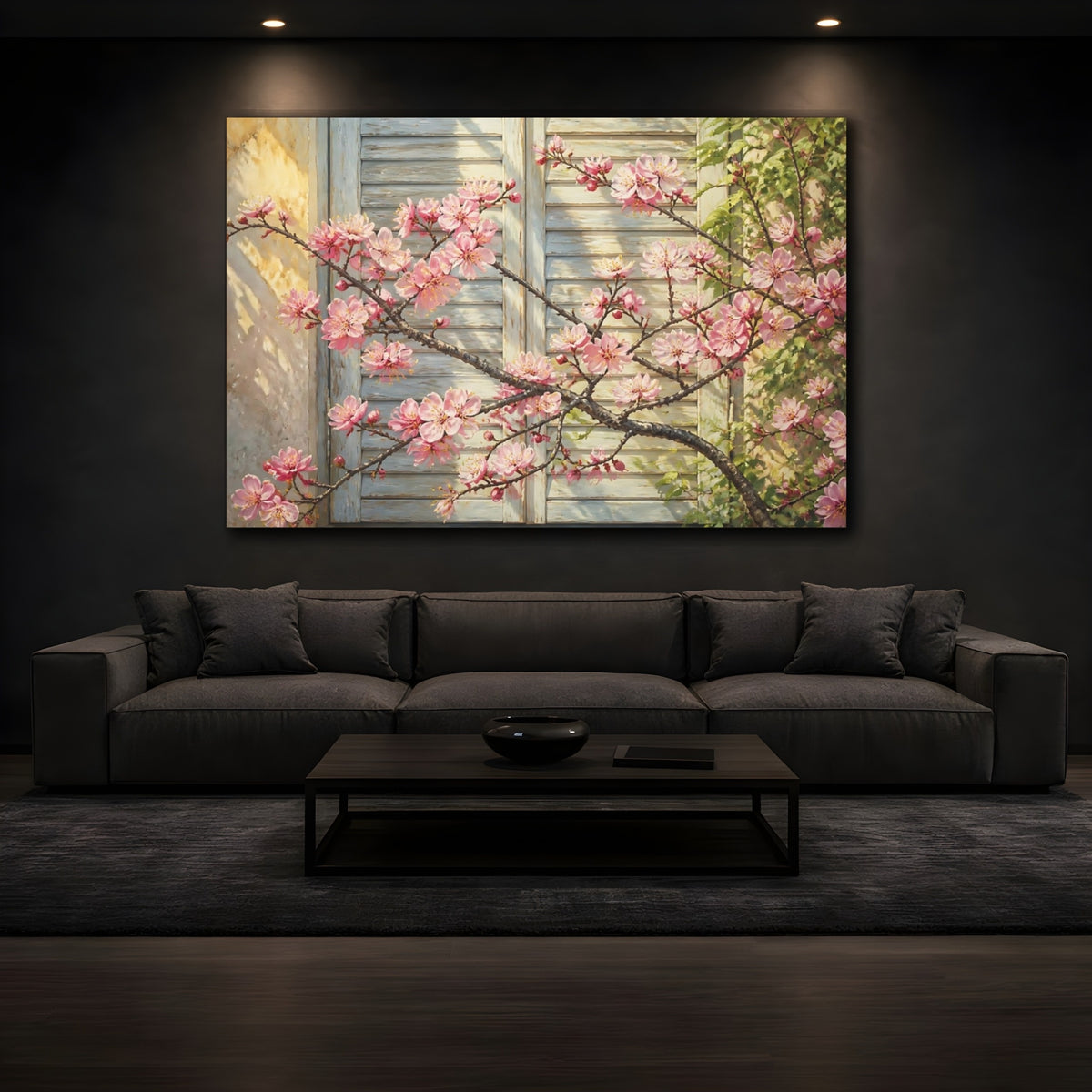 Mockup 3. Floral Plum Blossom Branch shown as canvas print