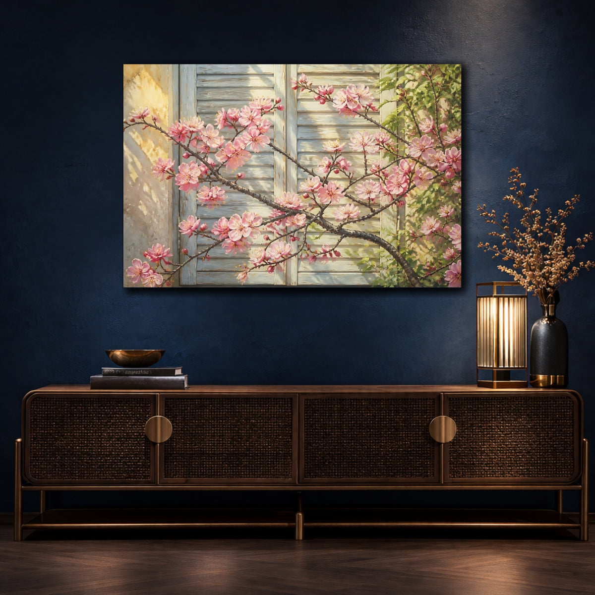 Mockup 4. Floral Plum Blossom Branch shown as canvas print