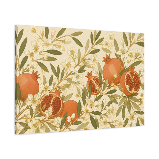 Main Mockup. Floral Pomegranate Study shown as canvas print