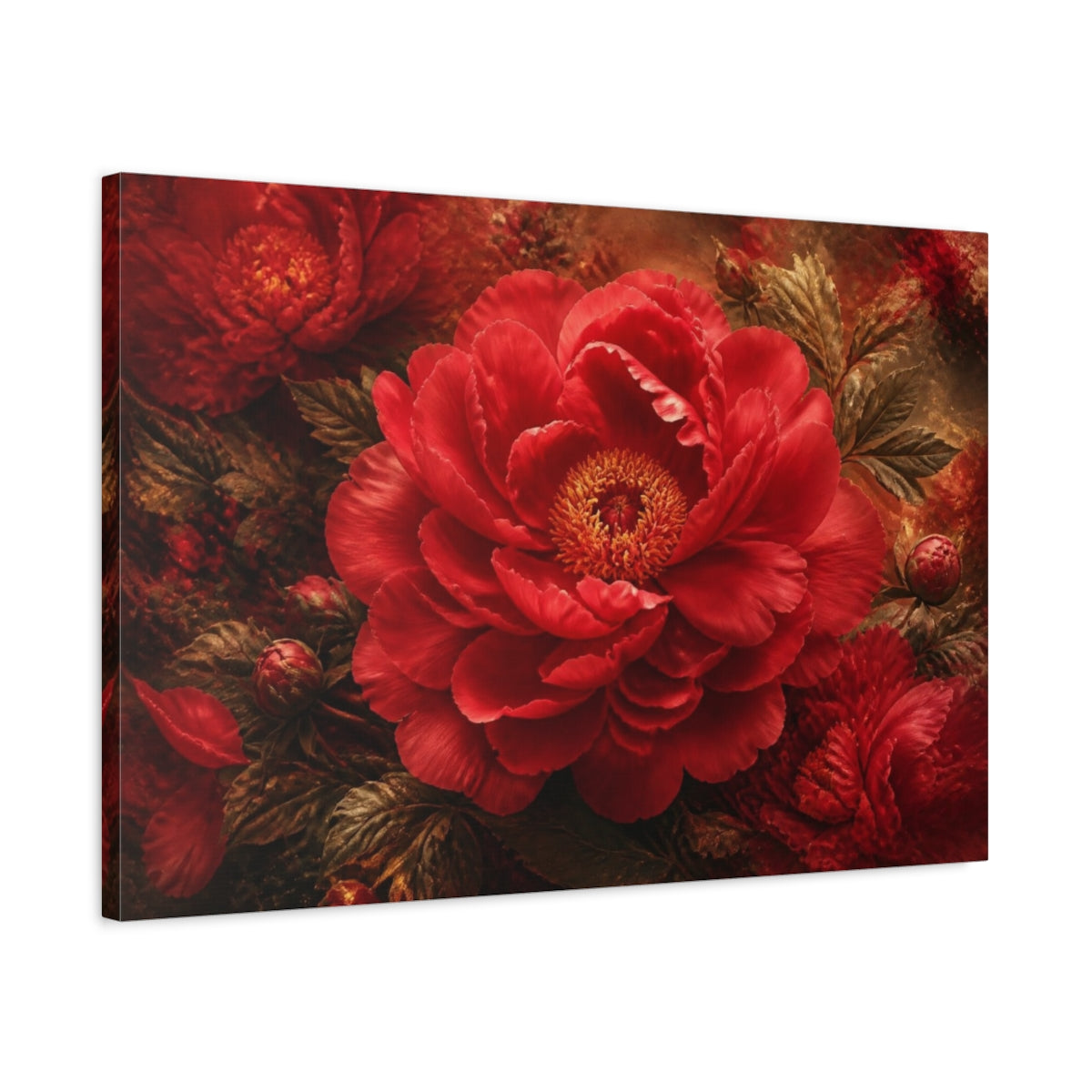 Side Mockup 2. Flower Velvet Red Peony shown as canvas print