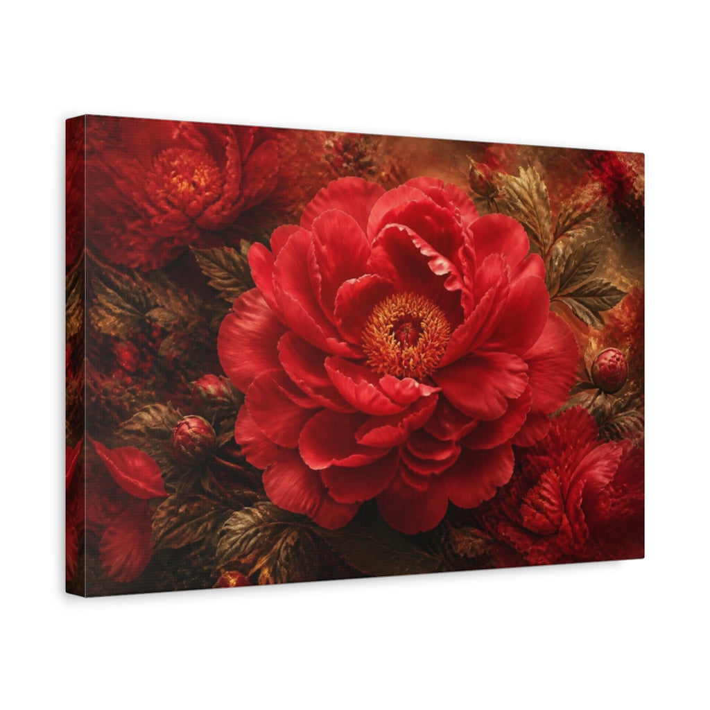 Side Mockup 4. Flower Velvet Red Peony shown as canvas print