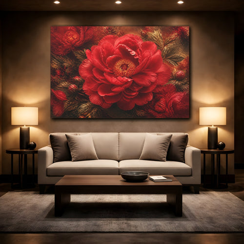 Mockup 2. Flower Velvet Red Peony shown as canvas print