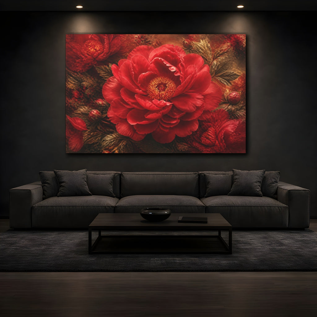 Mockup 3. Flower Velvet Red Peony shown as canvas print