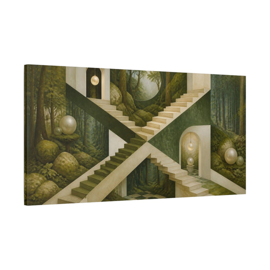 Main Mockup. Forest Staircase Illusion shown as canvas print