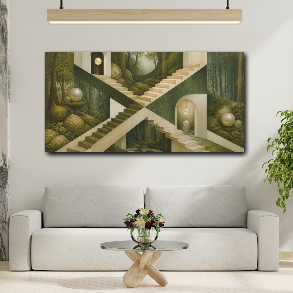 Mockup 2. Forest Staircase Illusion shown as canvas print