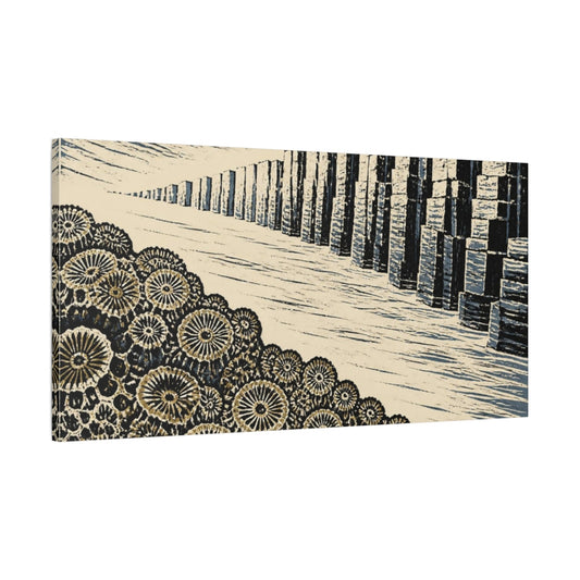 Main Mockup. Fossil Coral & Stone Columns shown as canvas print