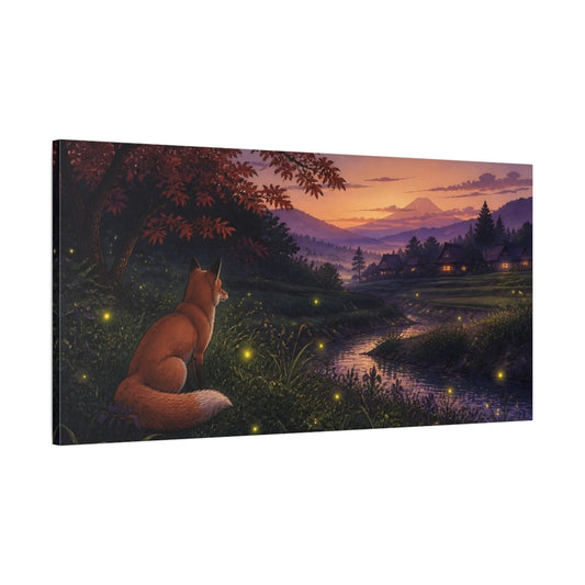 Main Mockup. Fox At Twilight River shown as canvas print