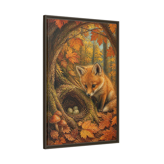 Main Mockup. Fox Cub Kids Room shown as framed canvas print