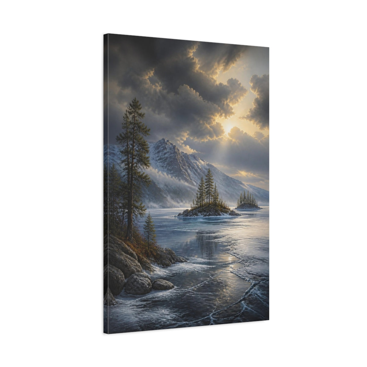 Main Mockup. Frozen Lake Landscape shown as canvas print
