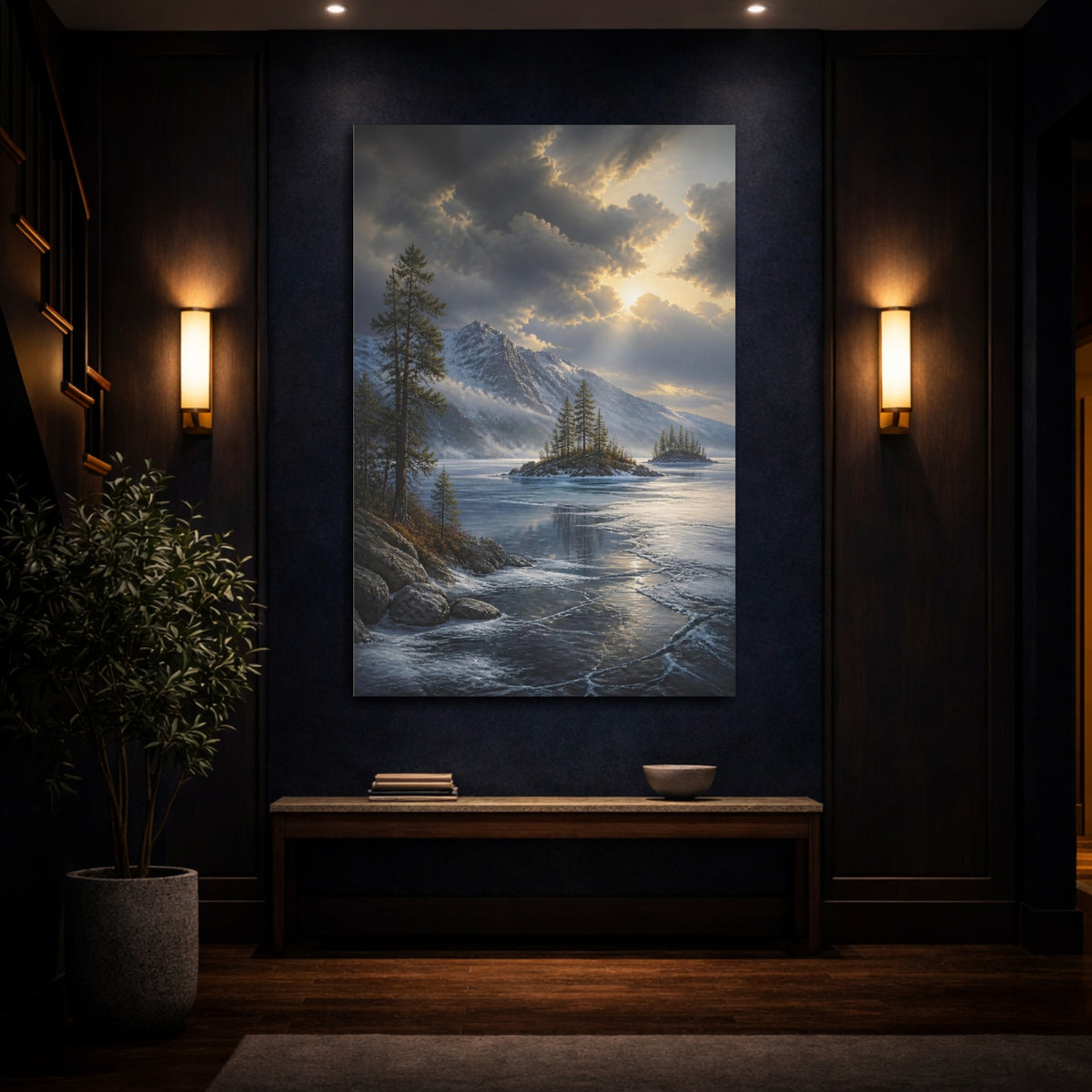 Mockup 4. Frozen Lake Landscape shown as canvas print