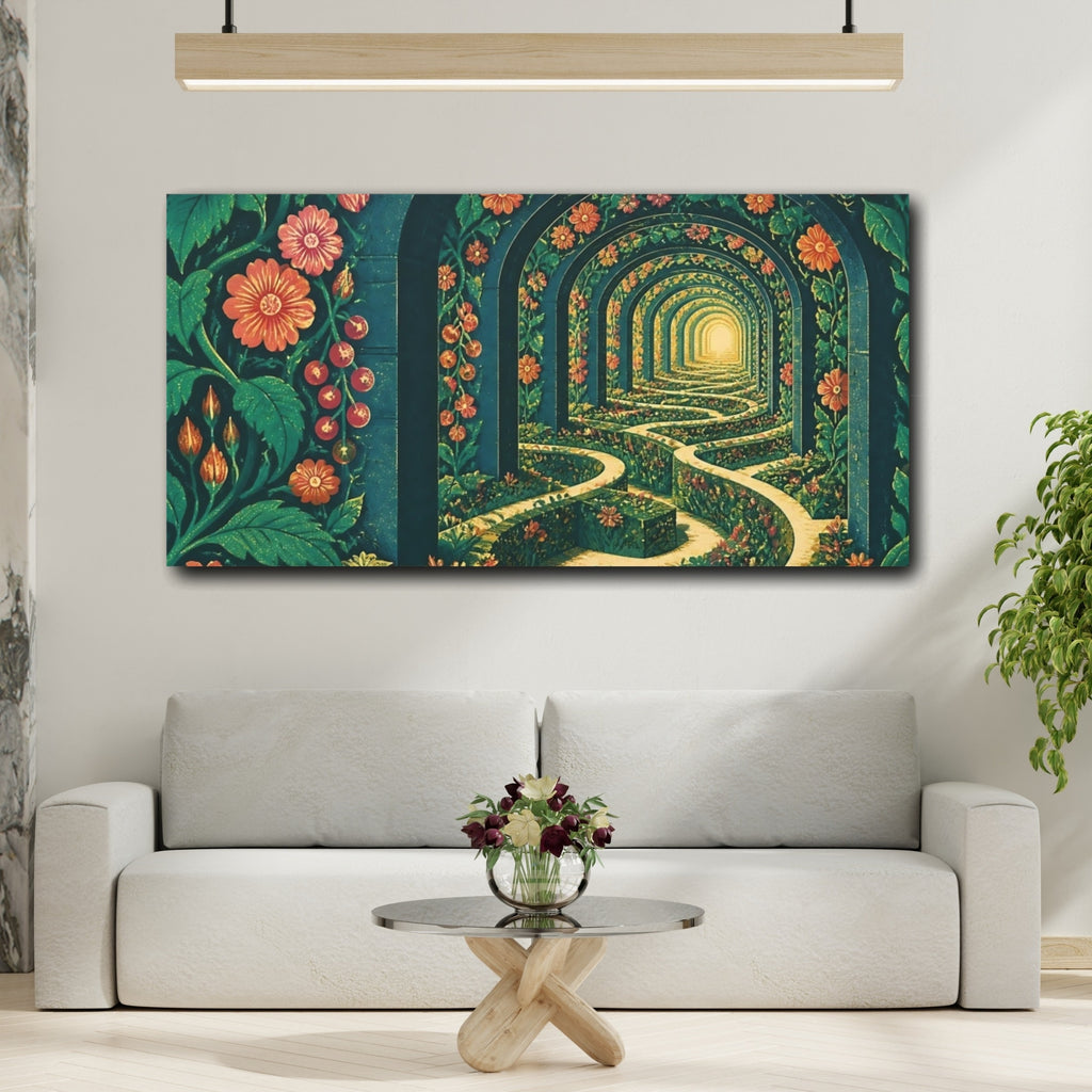Mockup 2. Garden Maze Archway shown as canvas print