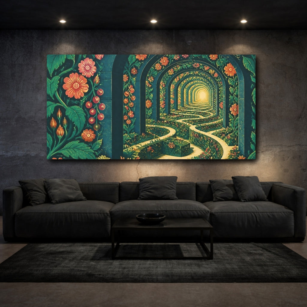 Mockup 3. Garden Maze Archway shown as canvas print