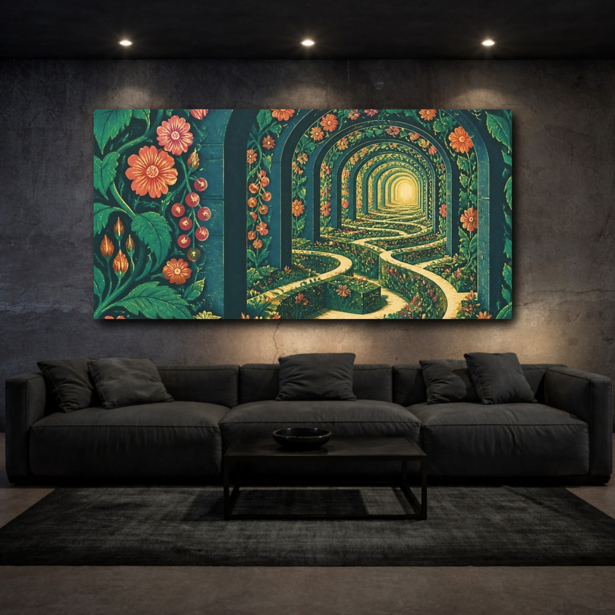 Mockup 3. Garden Maze Archway shown as canvas print