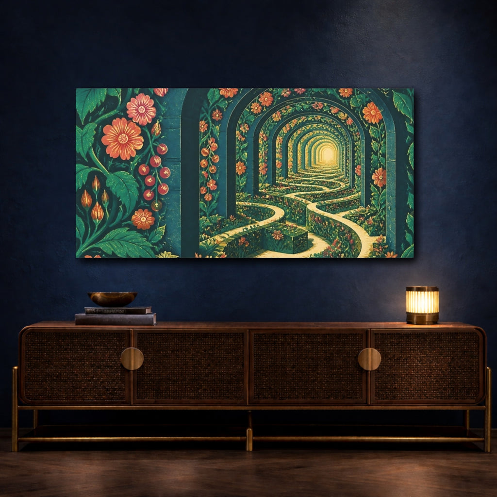Mockup 4. Garden Maze Archway shown as canvas print