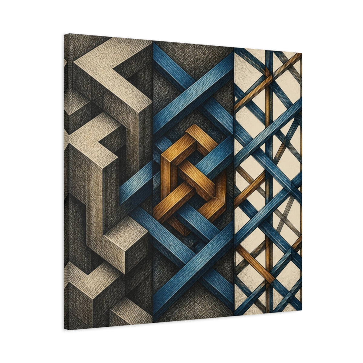 Side Mockup 3. Geometric Knot Illusion shown as canvas print