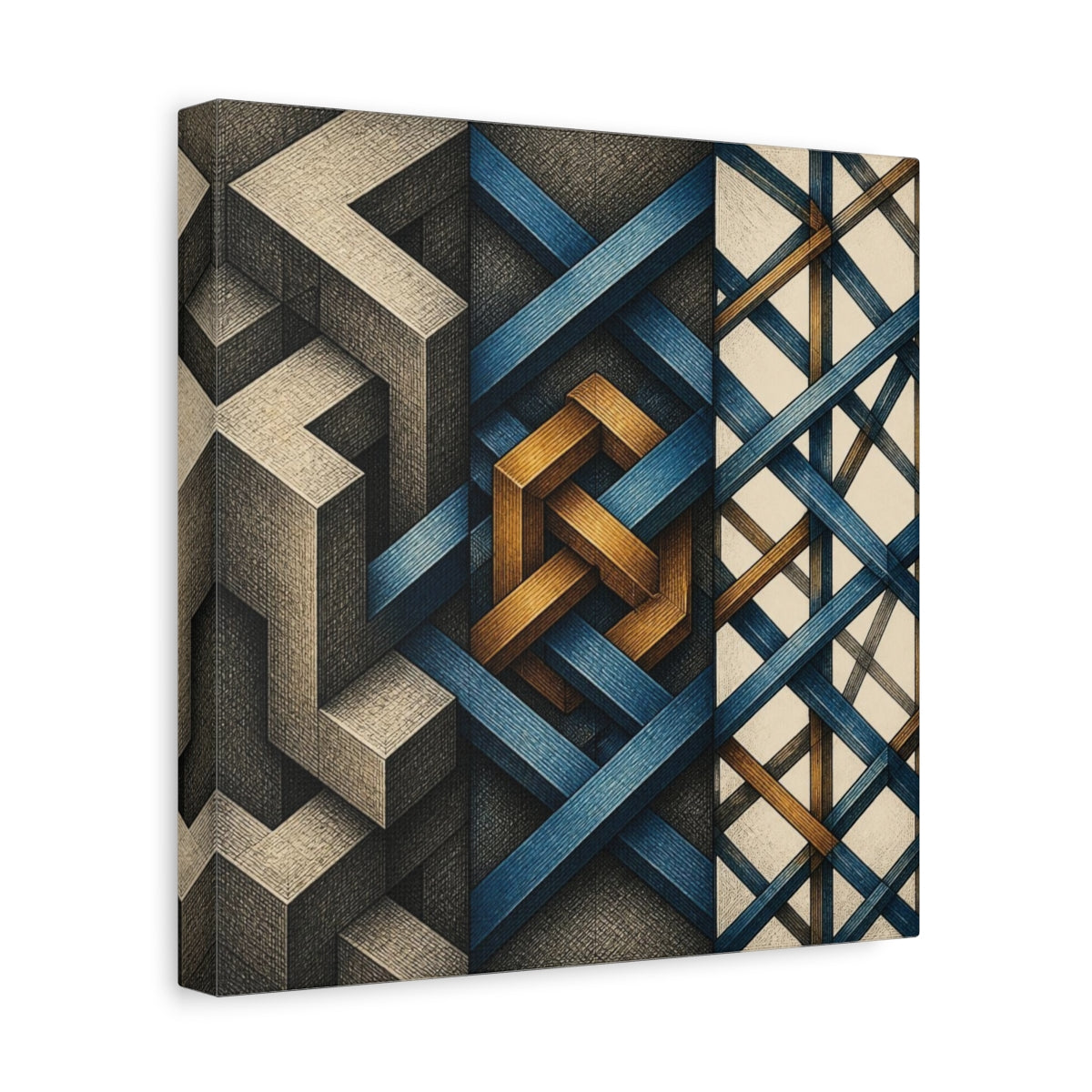 Side Mockup 8. Geometric Knot Illusion shown as canvas print