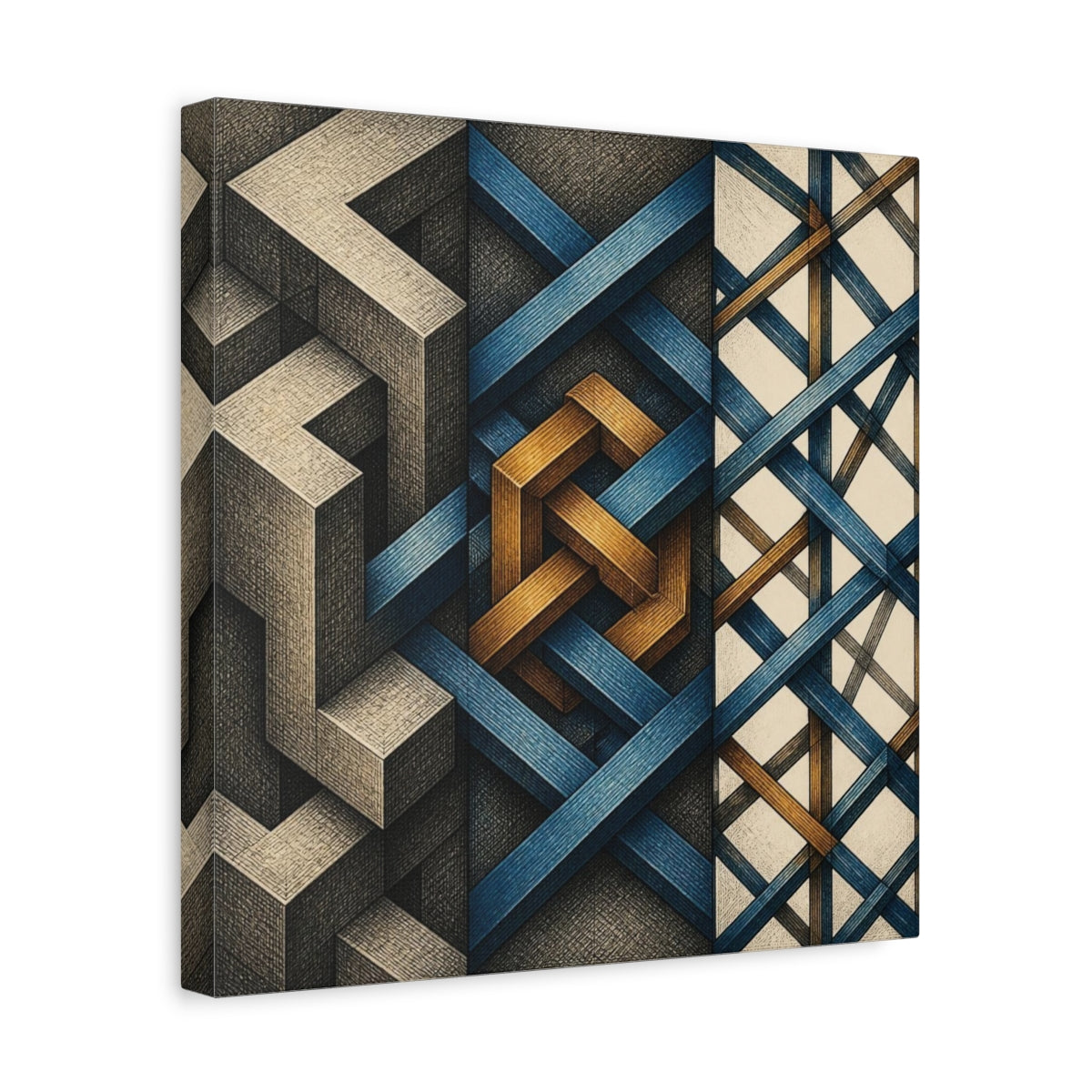 Side Mockup 7. Geometric Knot Illusion shown as canvas print