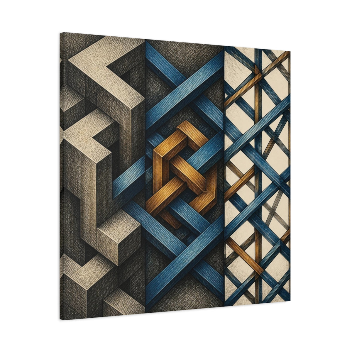 Side Mockup 1. Geometric Knot Illusion shown as canvas print