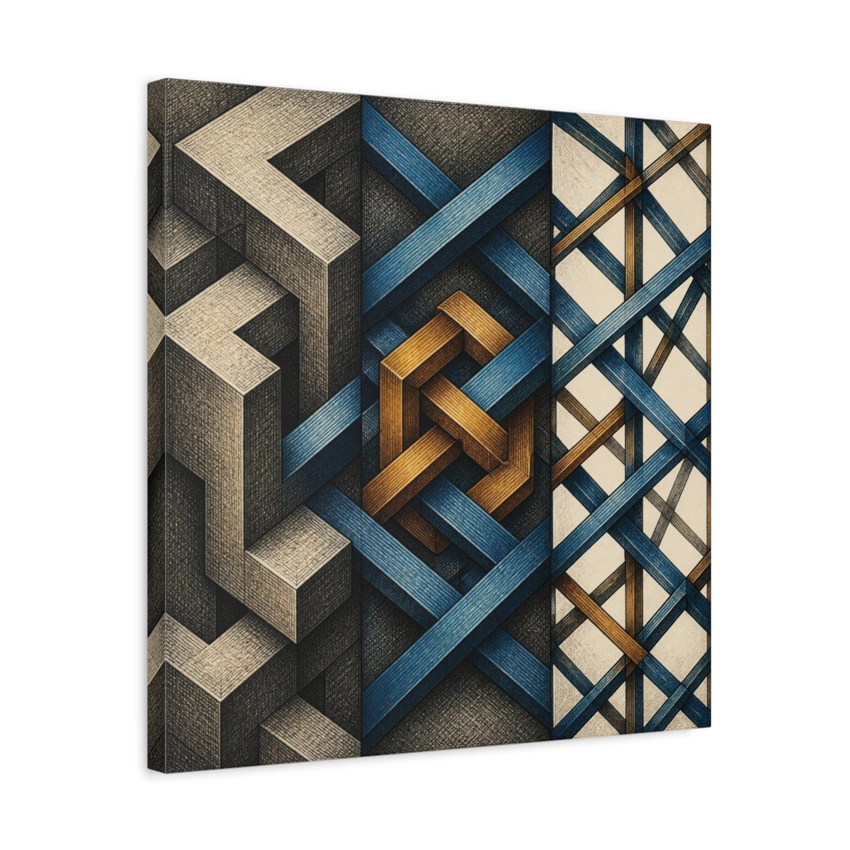 Side Mockup 5. Geometric Knot Illusion shown as canvas print