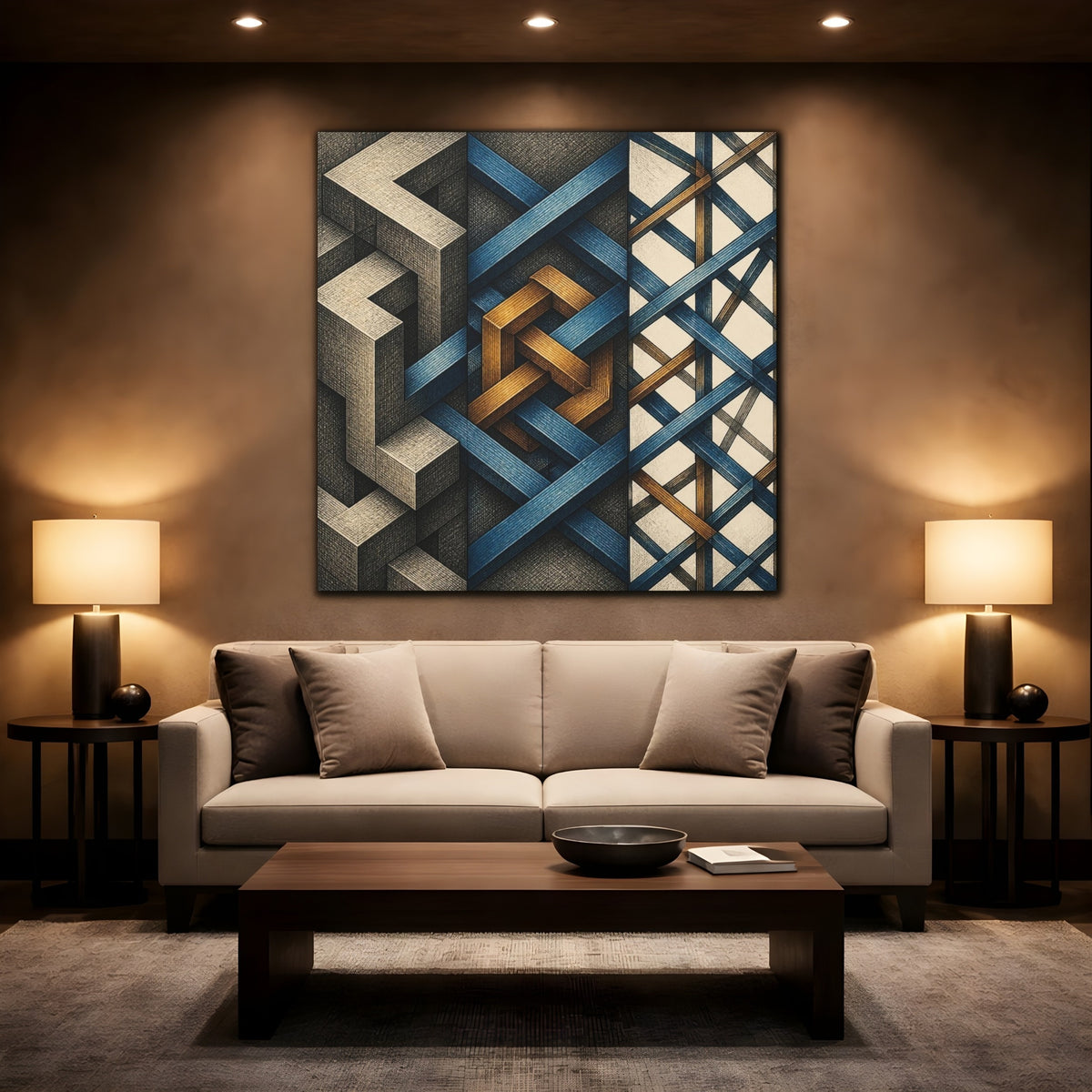 Mockup 2. Geometric Knot Illusion shown as canvas print