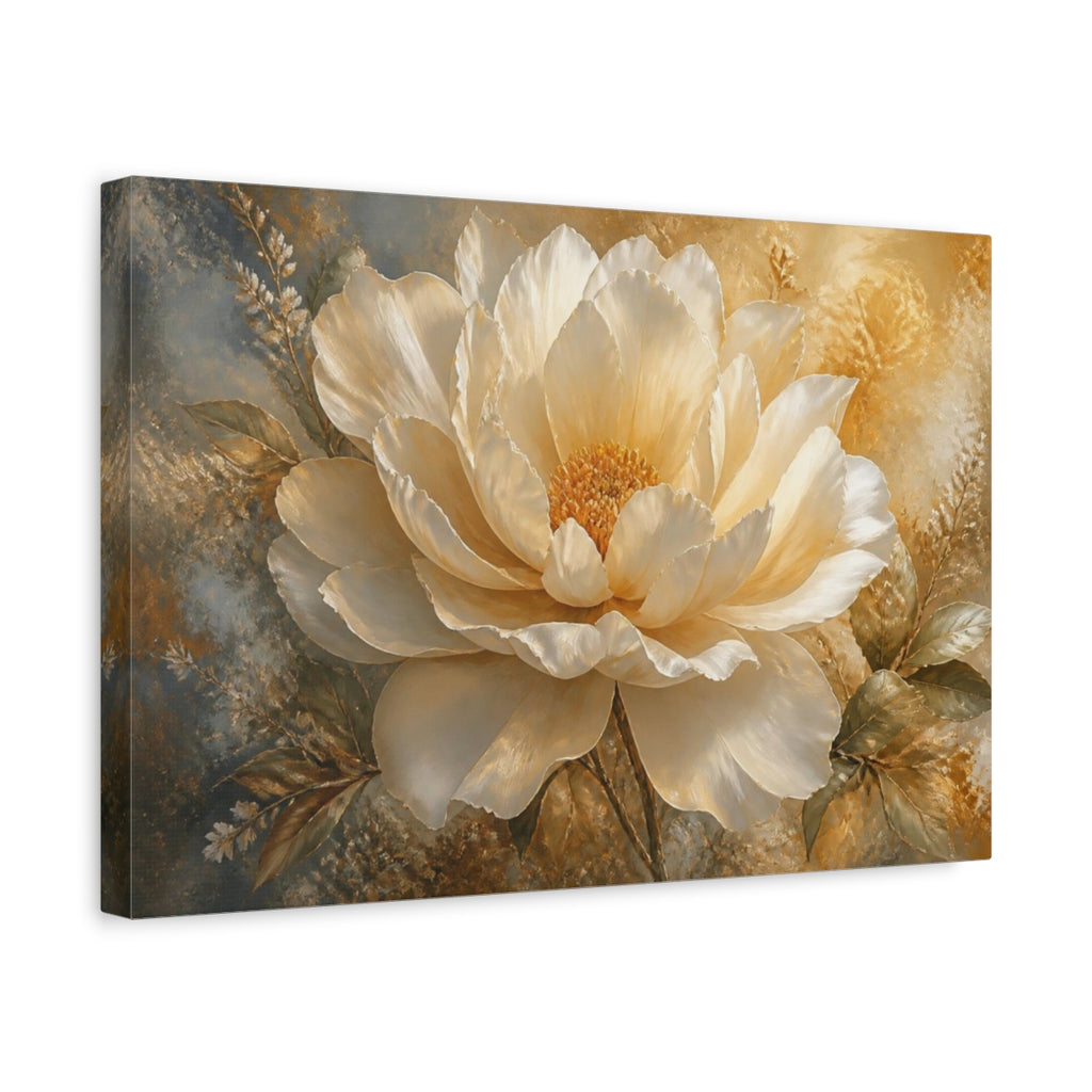 Side Mockup 4. Giant Cream Flower shown as canvas print