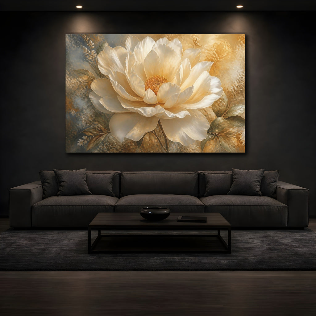 Mockup 3. Giant Cream Flower shown as canvas print