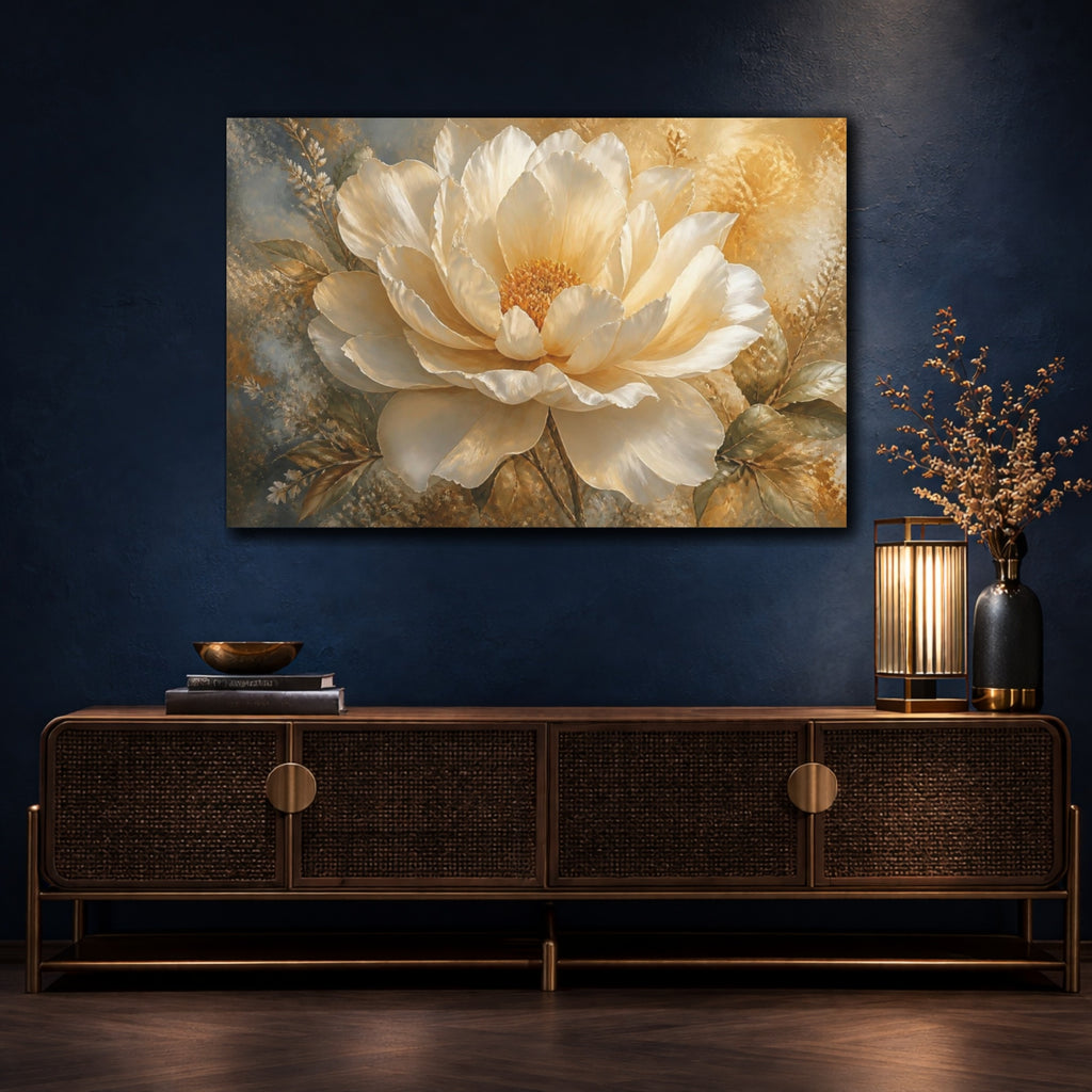 Mockup 4. Giant Cream Flower shown as canvas print