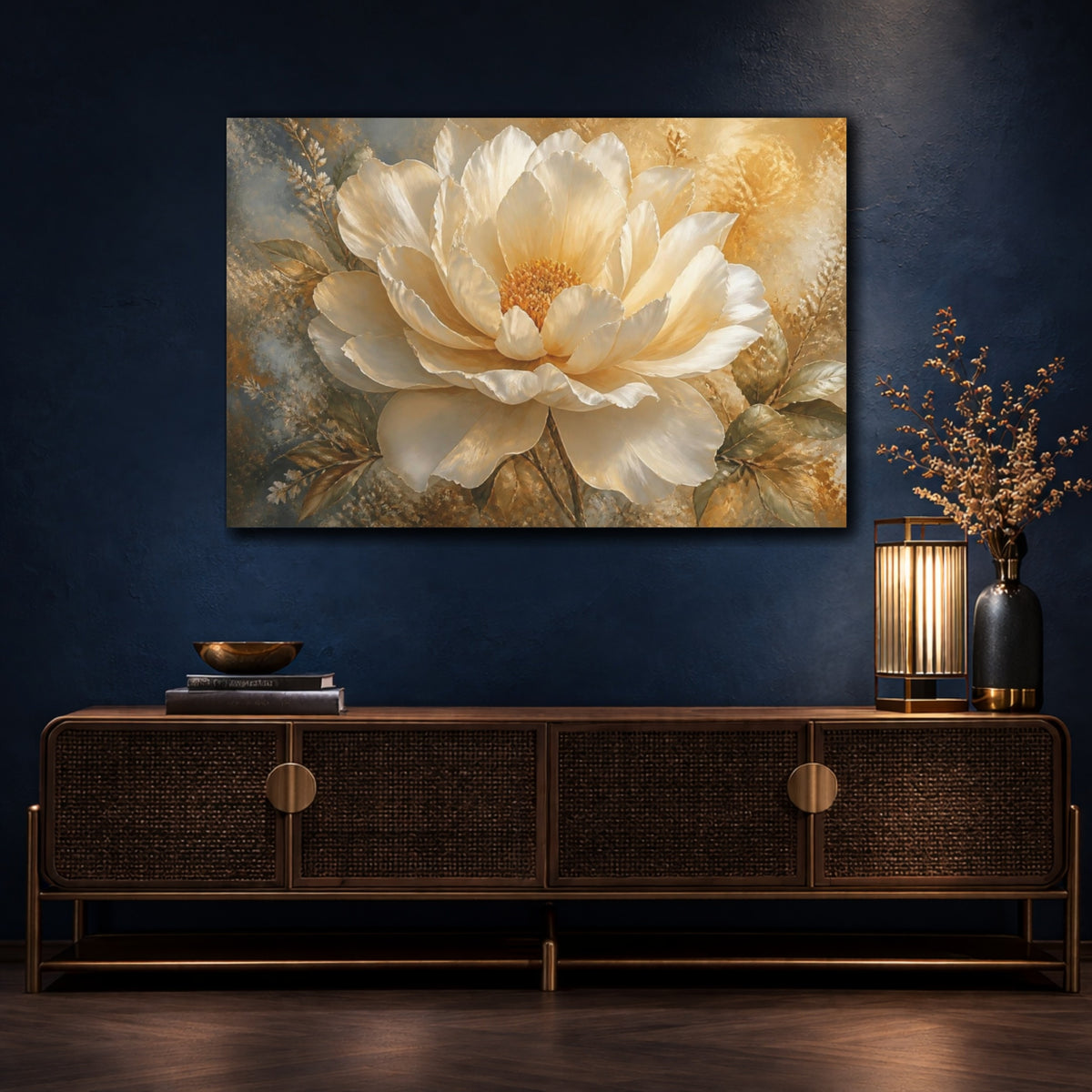 Mockup 4. Giant Cream Flower shown as canvas print